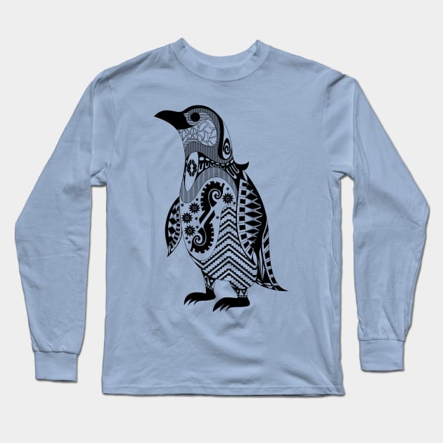 stylish penguin ecopop in mandala pattern Long Sleeve T-Shirt by jorge_lebeau